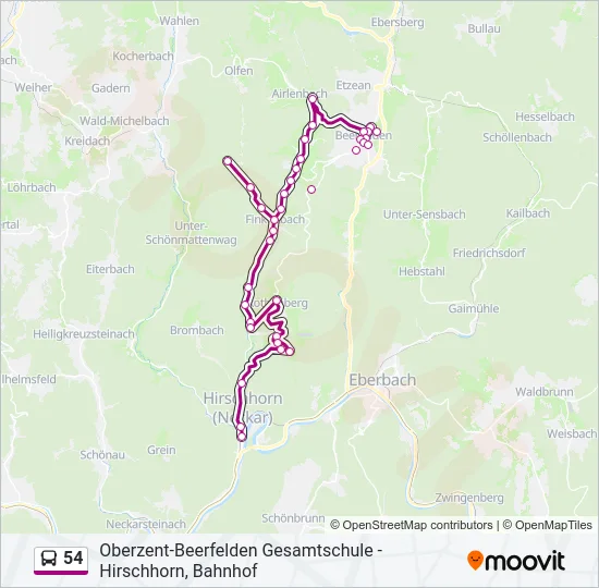 54 Bus Line Map