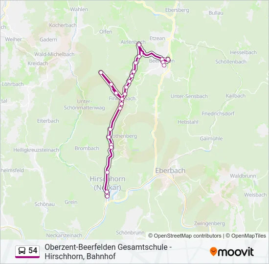 54 Bus Line Map