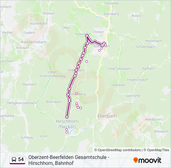 54 Bus Line Map