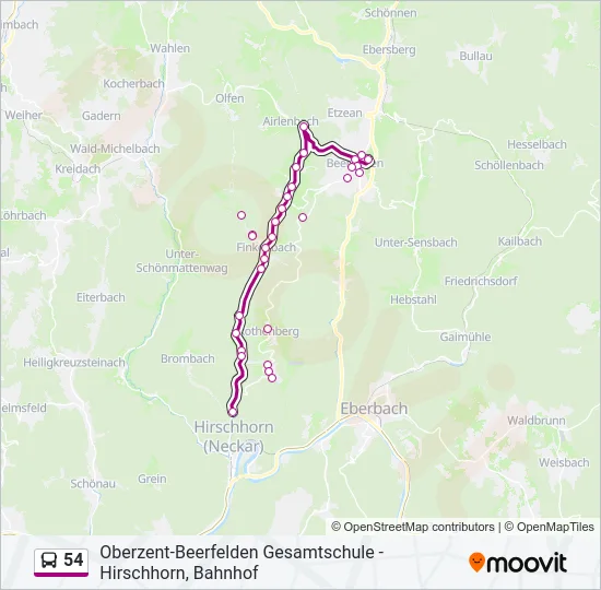 54 Bus Line Map