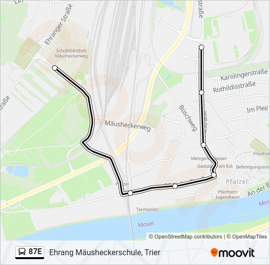 Автобус 87E: карта маршрута