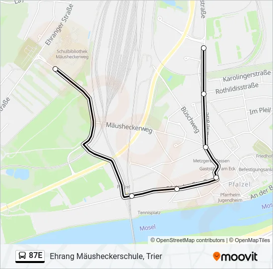 87E Bus Line Map