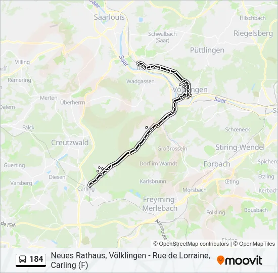 184 Bus Line Map