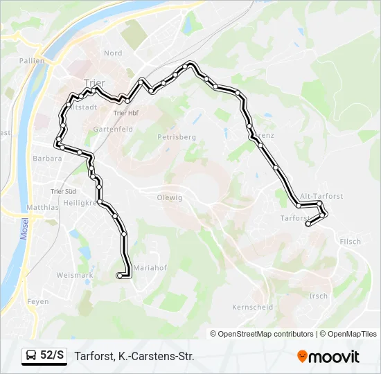 52/S Bus Line Map