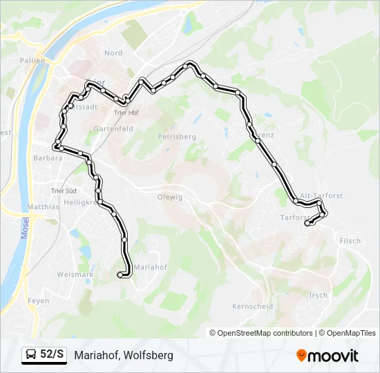 52/S Bus Line Map