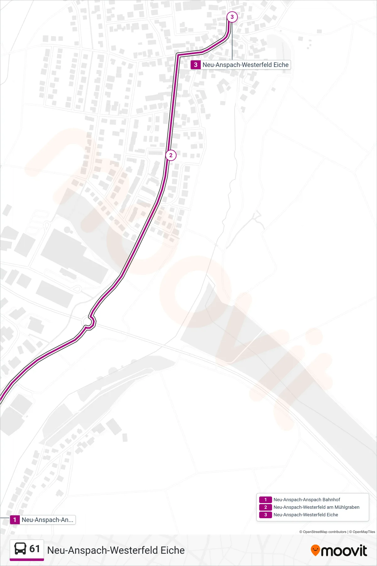 Linie 61 (Bus) Richtung Neu-Anspach-Westerfeld Eiche: Route und Haltestellen auf der Karte
