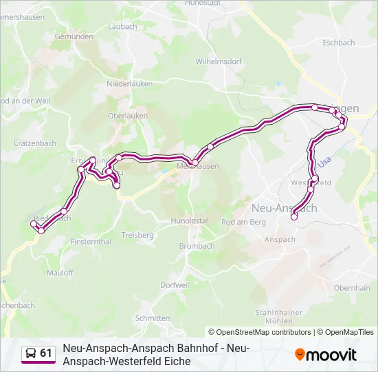61 Bus Line Map