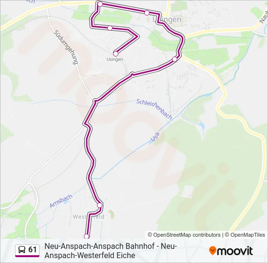 61 Bus Line Map
