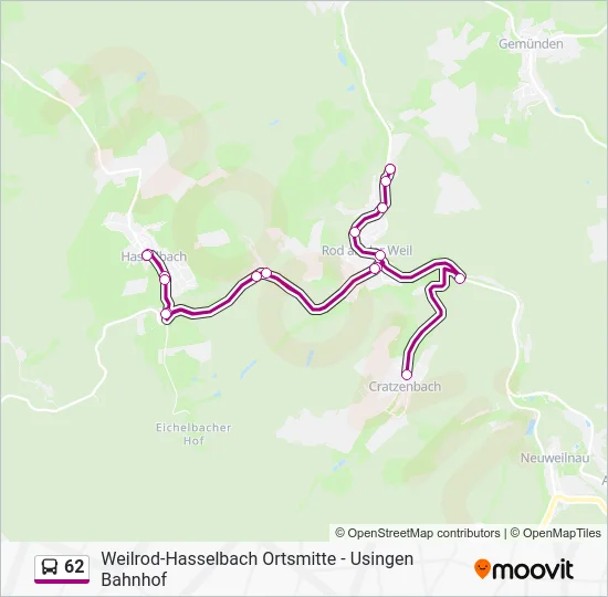 Автобус 62: карта маршрута