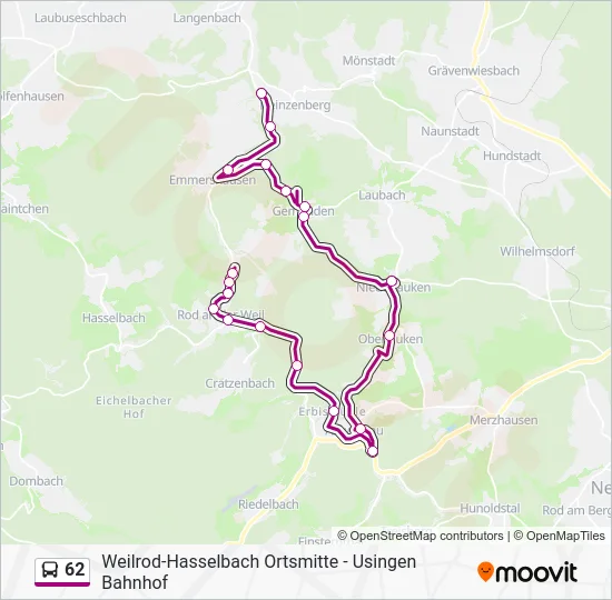 Автобус 62: карта маршрута