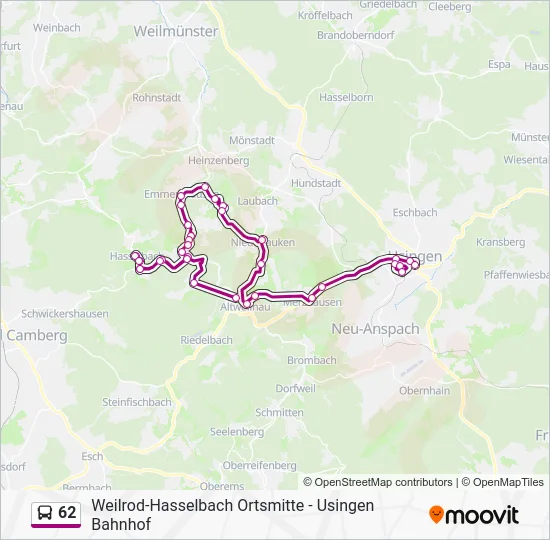 Автобус 62: карта маршрута