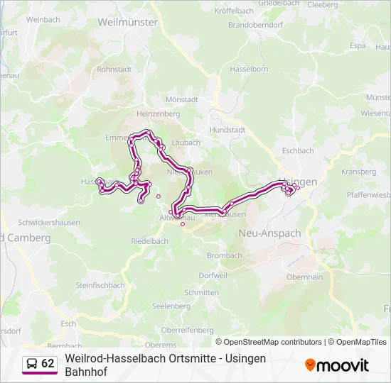 Автобус 62: карта маршрута