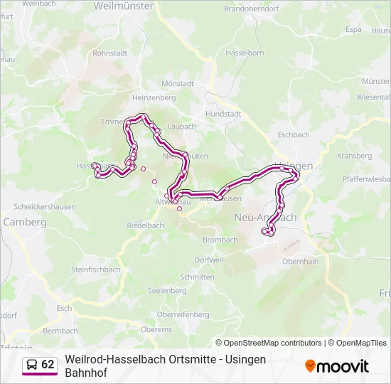 Автобус 62: карта маршрута