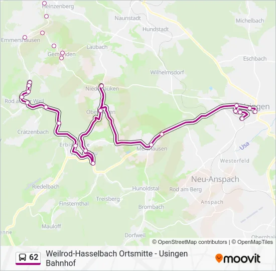Автобус 62: карта маршрута