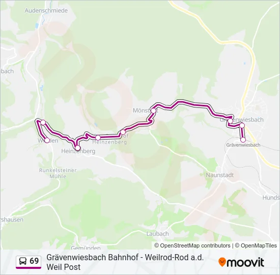 Автобус 69: карта маршрута