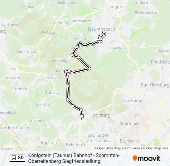 80 Bus Line Map