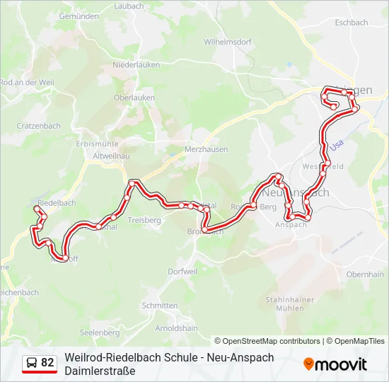 82 Bus Line Map