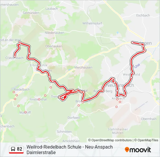 82 Bus Line Map
