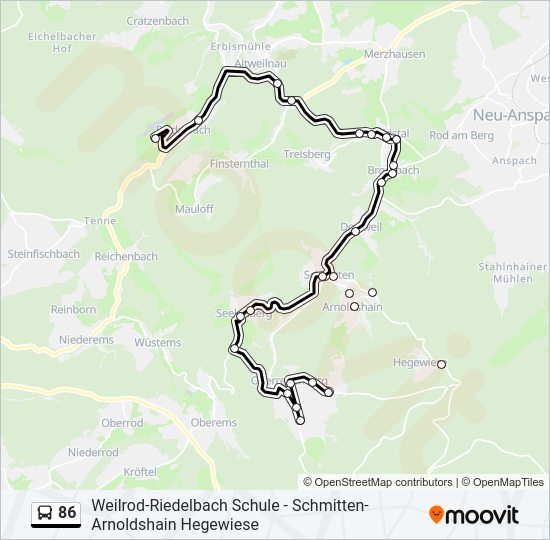 86 Route: Fahrpläne, Haltestellen & Karten - Weilrod-Riedelbach Schule ...