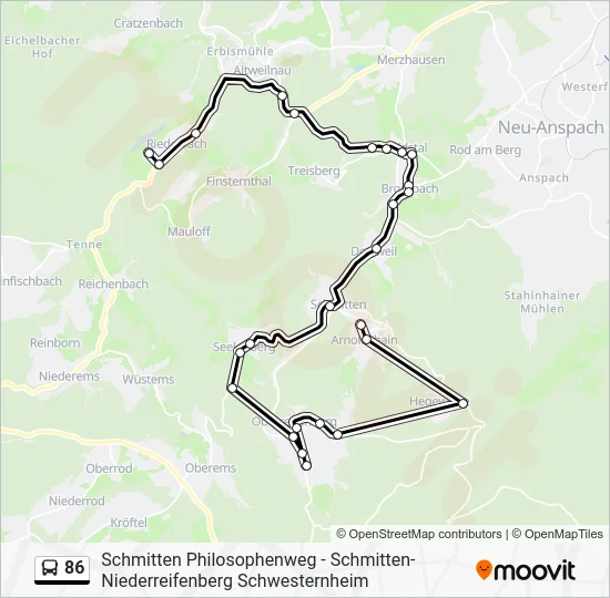 Автобус 86: карта маршрута