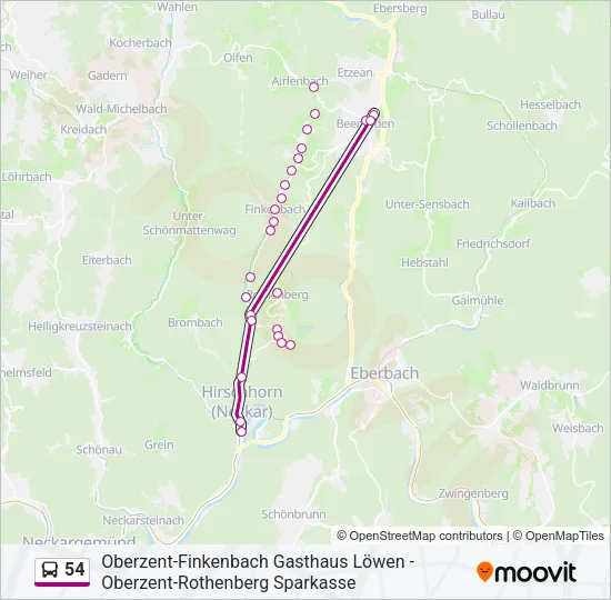 54 Bus Line Map