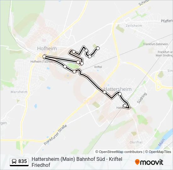 835 Bus Line Map