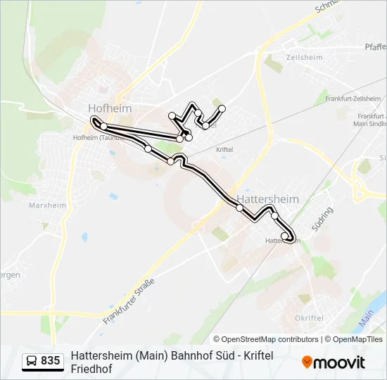 835 Bus Line Map