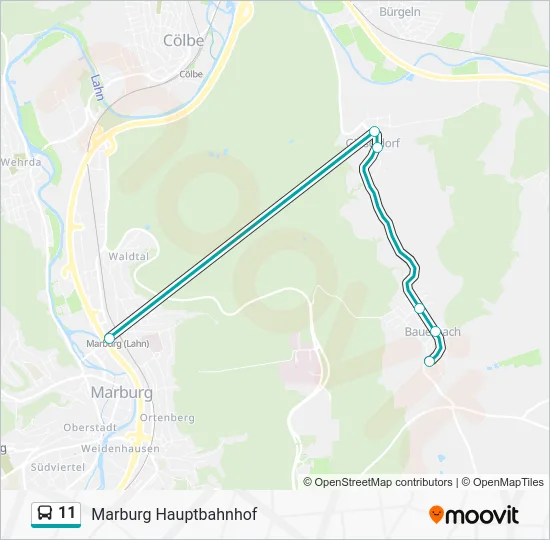 Автобус 11: карта маршрута