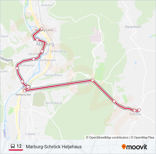 Автобус 12: карта маршрута