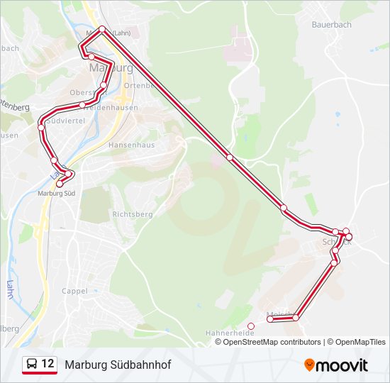 Автобус 12: карта маршрута