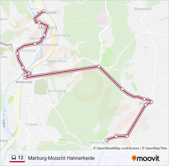 Автобус 12: карта маршрута