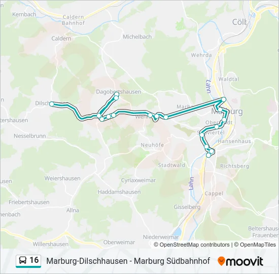 16 Bus Line Map