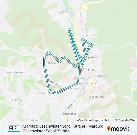 Автобус 21: карта маршрута