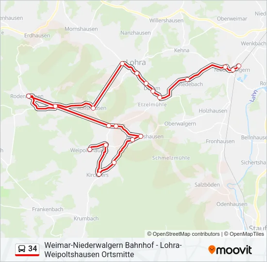 34 Bus Line Map