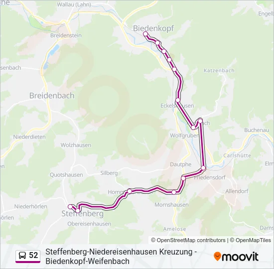 52 Bus Line Map
