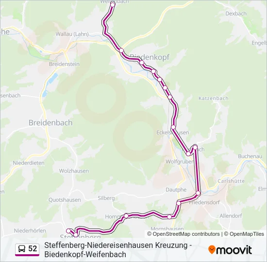 52 Bus Line Map