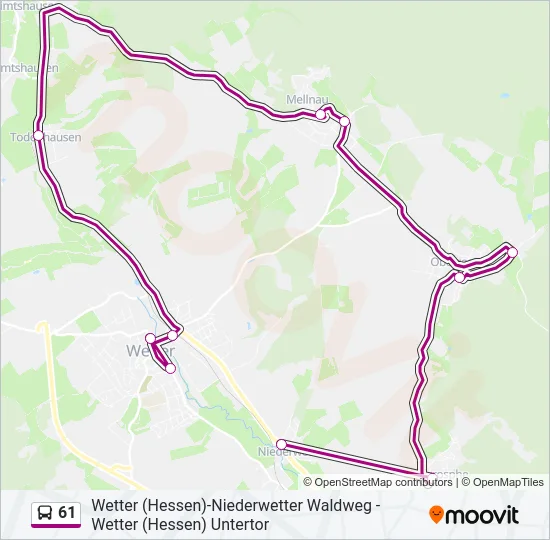61 Bus Line Map