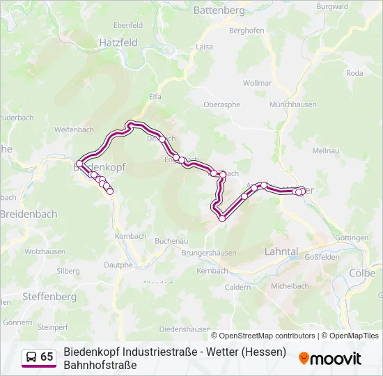 65 Bus Line Map