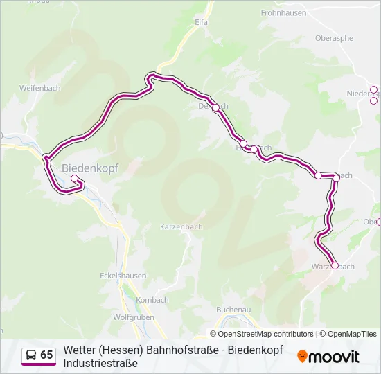 65 Bus Line Map