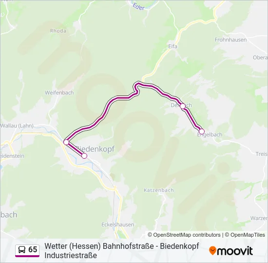 65 Bus Line Map