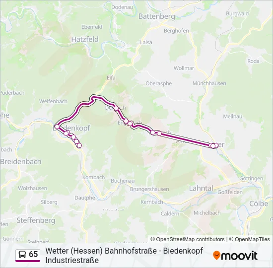 65 Bus Line Map