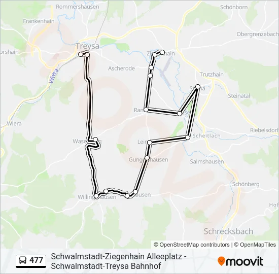 477 Bus Line Map