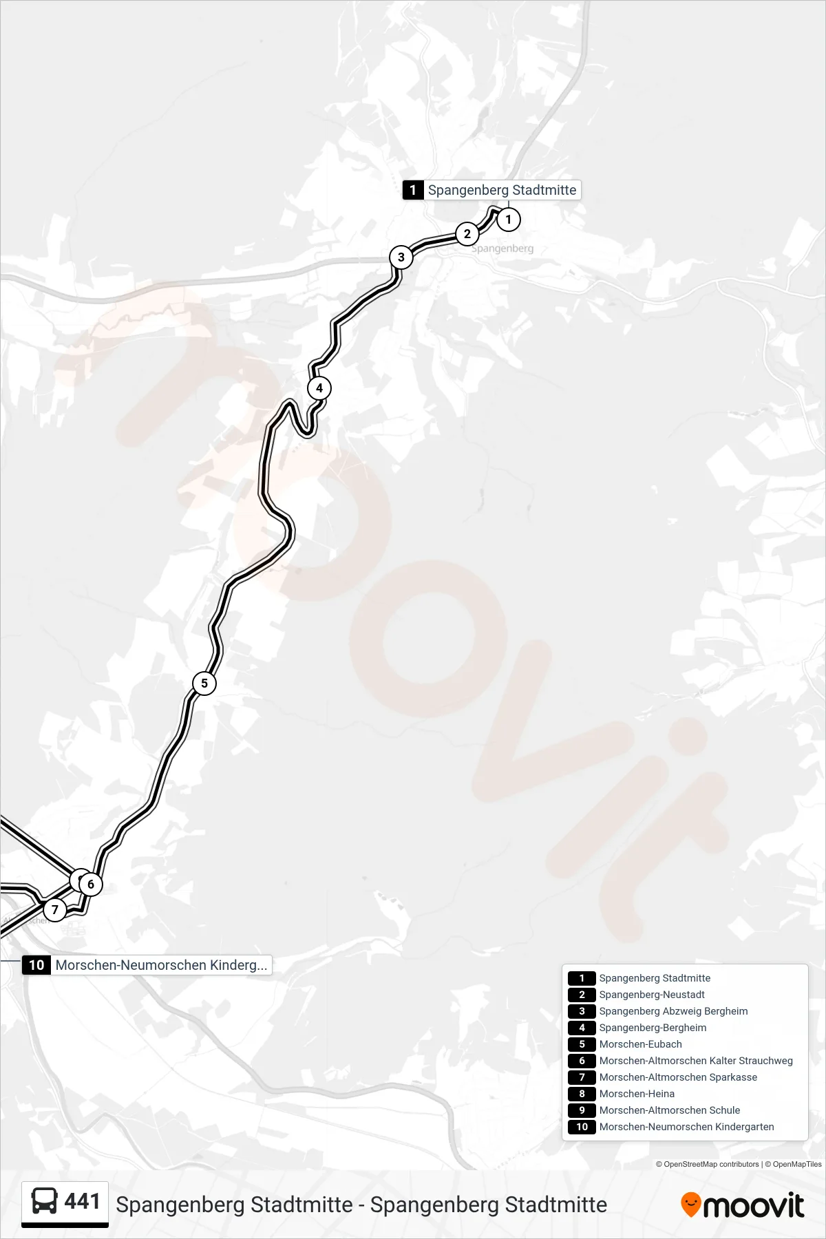 441 bus Line (Neumorschen) route and stops on a map
