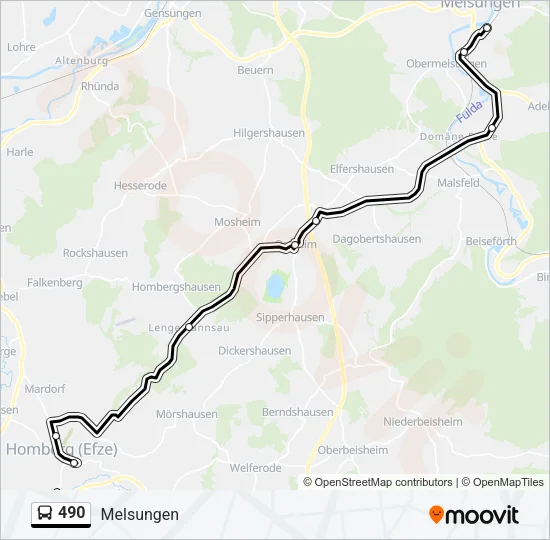 Автобус 490: карта маршрута