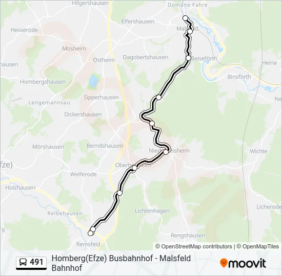 491 Bus Line Map