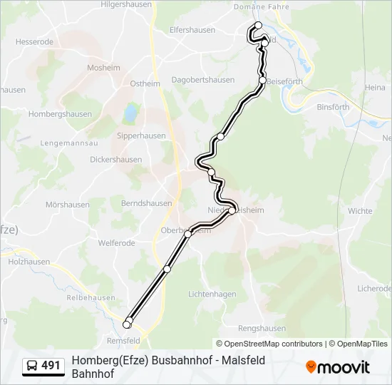 491 Bus Line Map
