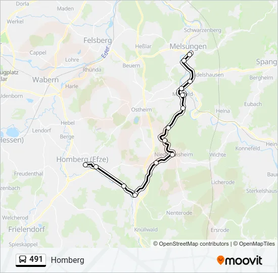 491 Bus Line Map