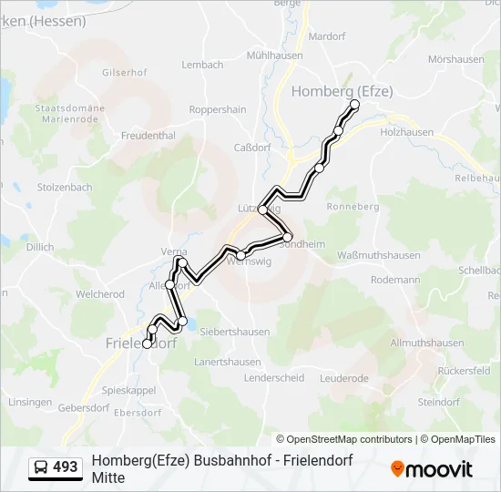 493 Bus Line Map