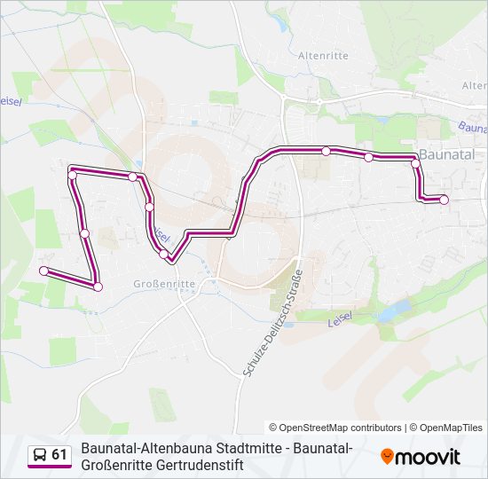 Автобус 61: карта маршрута