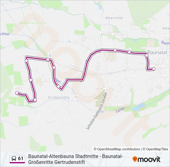 61 Bus Line Map